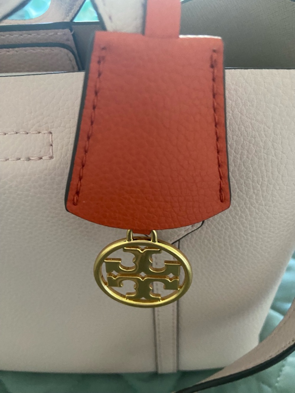 Tory Burch Blush Tote with Orange Tag Accent - Picture 2 of 12